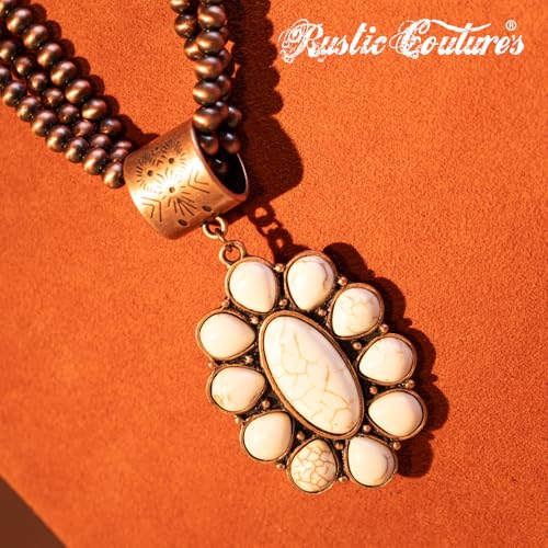 Montana West Rustic Couture's Western Jewelry Set for Women Cowgirl Vintage Western Necklace Earring - color: E-White