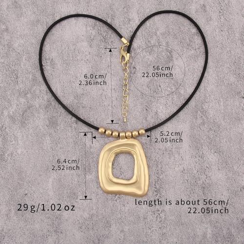JAOYU Bohemian Necklaces for Women Leather Necklace Wood Pendant Choker Long Brown Necklace Chunky Circle Boho Hippie Jewelry - style: Boho Leather Choker