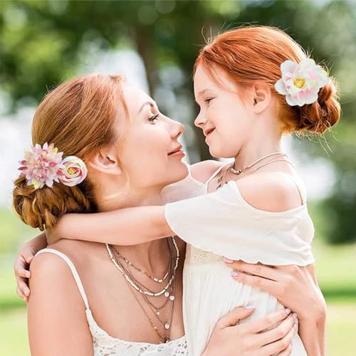 21 PCS Flowers Hair Accessories for Women and Girls Boho Hair Barrettes Clips Floral Rose Bride Headpiece for Wedding Festival - color: Pink, size: 1 Count (Pack of 21)