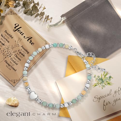 Inspirational Gifts Bracelets for Women: Healing Natural Stone Beaded Bracelets - Mothers Day Birthday Graduation Christmas Gifts for Women Friends Mom Daughter Sister Bestie - color: Amazonite-YOU ARE
