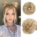 CJL HAIR 2PCs Small Cute Messy Bun Hair Piece for Thin Hair Women Mini Synthetic Curly Bun Scrunchies Updo Hairpieces Dirty Blonde - color: 2PCS-Dirty Blonde