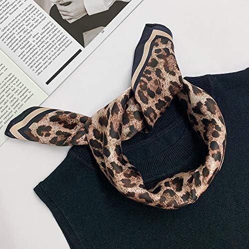 ANDANTINO 100% Mulberry Silk Scarf -21” Square Neckerchief with Gift Packed - color: Leopard