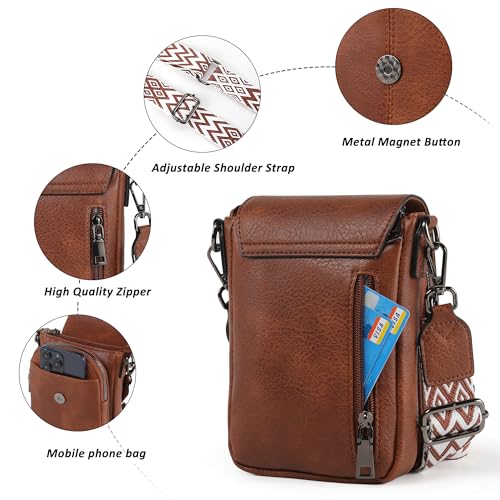 TANTOMI Small Crossbody Bags for Women Trendy, Cell Phone Purses Wallet with 4 Card Slots, Small Purses with Adjustable Strap - color: 02-brown