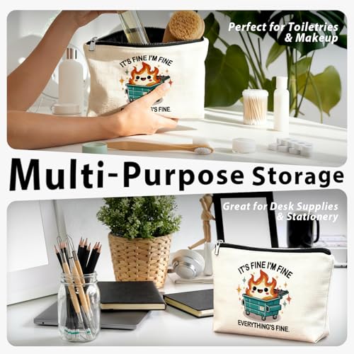 Dumpster Fire Gifts Makeup Bag, Funny Dumpster Bag,Dumpster Fire Cosmetic Bags for Women, Inspirational Positive Encouragement Gifts for Women Zipper Pouch - color: 01-dumpster fire(01)