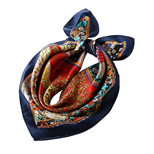 STARWHISPER 100% Pure Mulberry Silk Square Scarf-27''x27 Lightweight Hair Scarves Headscarf Night Sleeping with Gift Packed - color: Colorful Garden