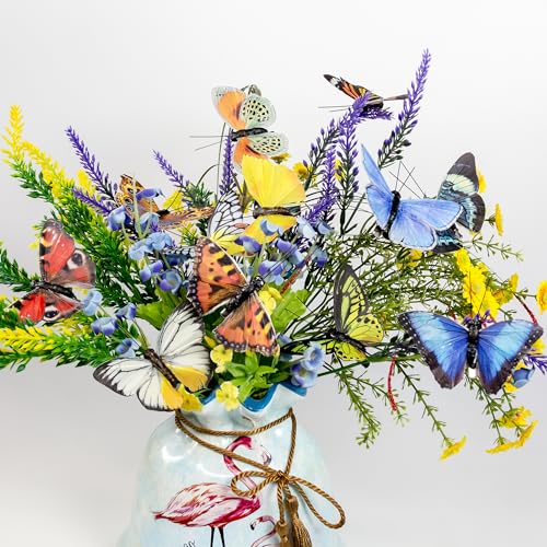 Berfutall-Artificial Feather 3D Butterfly Party Decorations Set of 12 with Clip 12 Color Ornaments for Christmas Tree - color: A Clip