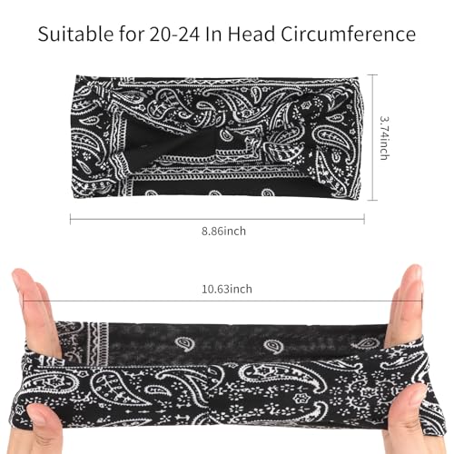 YARIEW 6Pcs Headbands Paisley Bandanas Head Bands Sweat Band Hair Wrap Headwrap Fashion Boho Wide Thick Workout Yoga Elastic Headbands Mens Cooling Running Sports Headband Sweatbands for Women and Men - color: Multi-colored-6
