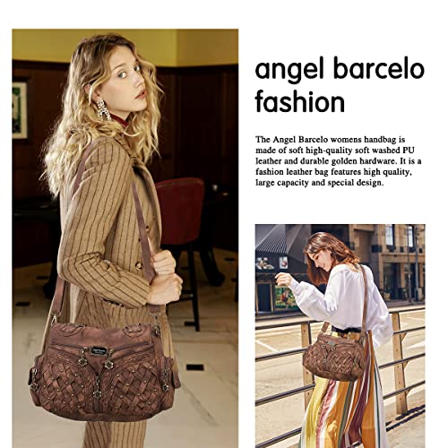 Angel Barcelo Purses for Women Large Shoulder Bag Soft Hobo Bags for Women - color: Brown