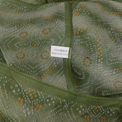 100% Mulberry Silk Women's Neck Silk Scarf-Lightweight Shawl,FLoral Print Beach Silk Wrap-Scarves for Photography - color: Green Striped
