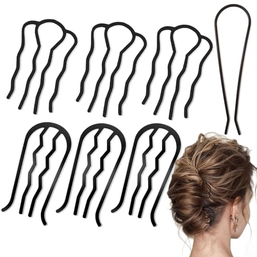 7 Pcs Metal Hair Side Combs Hair Fork Clip Teeth Hair Pin Stick for Updo Bun, U Shape Hair Combs for Vintage Hairstyle Hair Accessories, Fine Hair Combination - color: Fine Hair Series