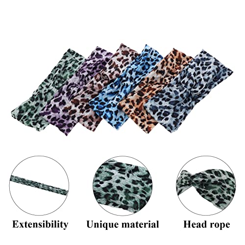 Woration Headband Yoga Leopard Print Cross Wide Elastic Headwear Head Wrap Hairband Twist Turban Knot Headwrap Hair Accessories for Women, Girls - Green - color: Leopard D