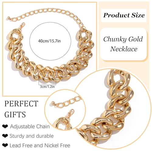 choice of all Chunky Gold Necklace Statement Necklace for Women Punk Chain Thick Gold Choker Jewelry Trendy Birthday Gifts - color: B:gold chunky necklace