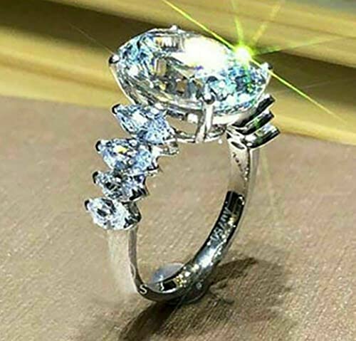 Cuteshop Elegant Huge Zircon Wedding Ring 18k Platinum Plated Shiny Cubic Zirconia Crystal Diamond Wedding Jewelry for Women (8) - size: 8