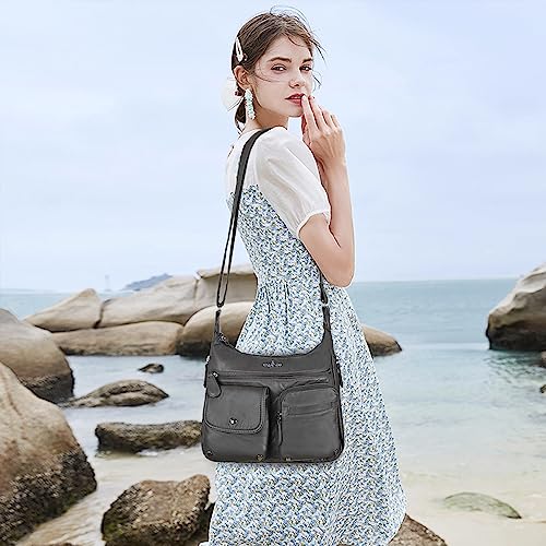 Angel Kiss Crossbody Bags for Women, Ladies Shoulder Handbags and Purses Medium Faux Leather Pocketbooks | Ladies - color: 24-grey