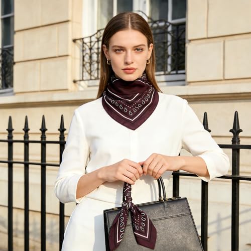 21 x 21 Inch Cotton Bandana for Women and Men,Soft Breathable Head Scarf, Multi-purpose Headband, Hair Scarf - color: Waistband Frame Burgundy-un09