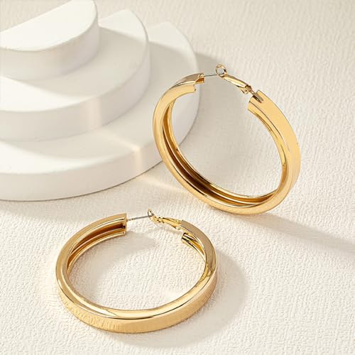 Large Hoop Earrings Lightweight Chunky Earrings for Women Chunky Earrings Big Hoop Earrings for Wedding - style: Hoop-G-01