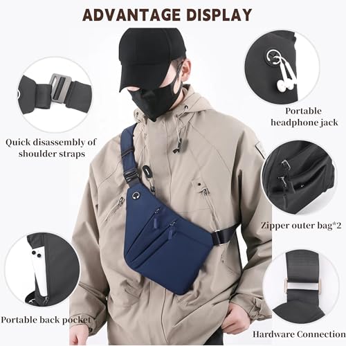 Crossbody Travel Bags for Women, Anti Theft Proof Safe Slim Sling Travel Purses, Personal Flex Shoulder Bag for Men Women - color: Blue-new, size: Right Shoulder
