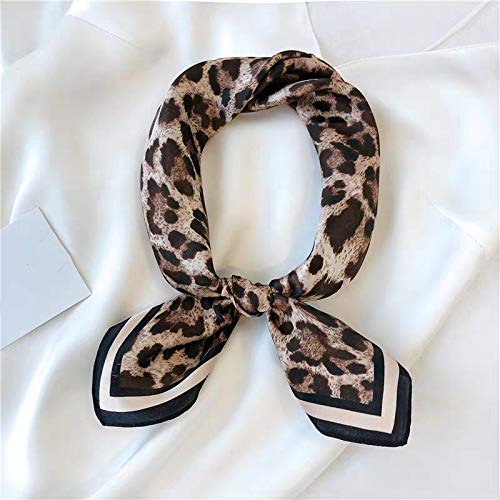 ANDANTINO 100% Mulberry Silk Scarf -21” Square Neckerchief with Gift Packed - color: Leopard