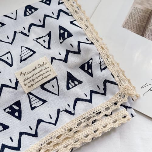Soft Cotton Like Lace Bandana Headband, Head Wrap, Protective Coverage, Hair Neck Scarf for Women 24 x 24 inch - color: Cas025 - Triangle W