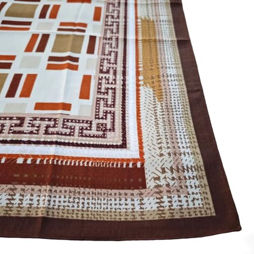 35" Head Scarf Large Square Scarf Like Cotton Hairscarf Fashion Scarves Bandana Night Sleeping Wraps for Women B01 - color: Khaki Quadrilateral