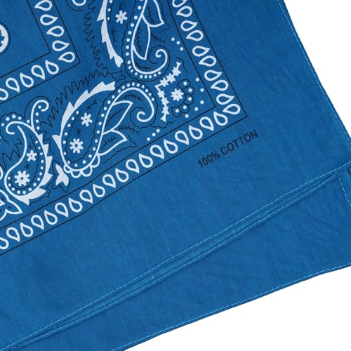 Raylarnia Bandana Multi-Purpose 100% Cotton Headbands for Women, 22 inch Paisley Cowboy Bandanas for Men - color: Turquoise