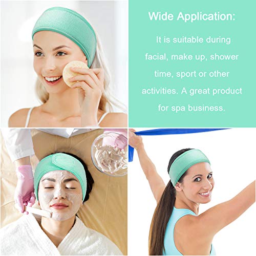 Whaline 4 PCS Spa Headband, Make up Hair Band, Stretch Terry Cloth Headband for Sport Yoga Shower (Mint Green) - color: Mint Green