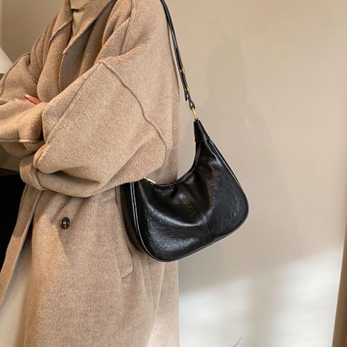Small Hobo Bags Crescent Shaped Shoulder Bags for Women Mini Cherry Purse Fall Soft Crossbody Handbag 2025 - color: Wy26-28black