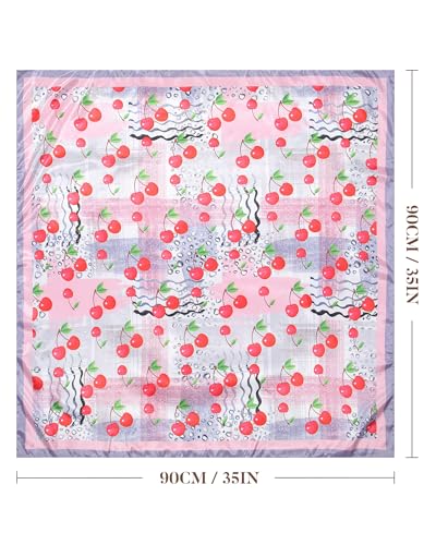 AWAYTR 35” Square Satin Head Scarf Hair Scarf for Women's Hair Silk Bandana for Women Silk Head Wrap for Sleeping - color: Leopard Print Pink