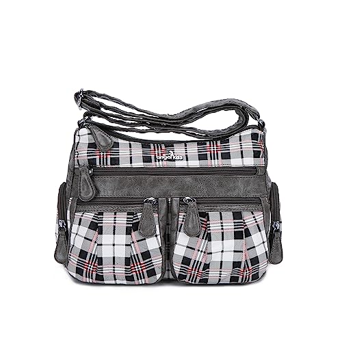 Angel Kiss Crossbody Bags for Women, Ladies Shoulder Handbags and Purses Medium Faux Leather Pocketbooks | Ladies - color: 23white/Grey