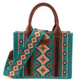 Wrangler Tote Bag for Women Western Purse and Aztec Satchel Handbag - color: Angel Diamond Teal Blue (Guitar Strap)