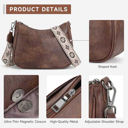 APHISON Trendy Leather Crossbody Purse with Adjustable Strap, Women's Shoulder Handbag - color: 04-coffee