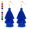 Earrings for Women Dangling, Layered Tassel Earrings Fringe Earrings Bohemian Studs Drop Earrings - color: Blue