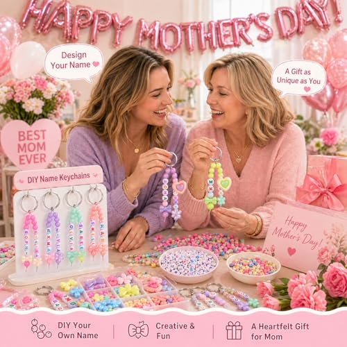 Landical 564 Pcs Bow Heart Keychain Making Kit DIY Name Bead Key Chain Craft Adjustable Letter Beads String Pastel Alphabet Jewelry Backpack Accessories Back to School Gift Favor(Pastel Color) - color: Candy Color, style: Bow Heart