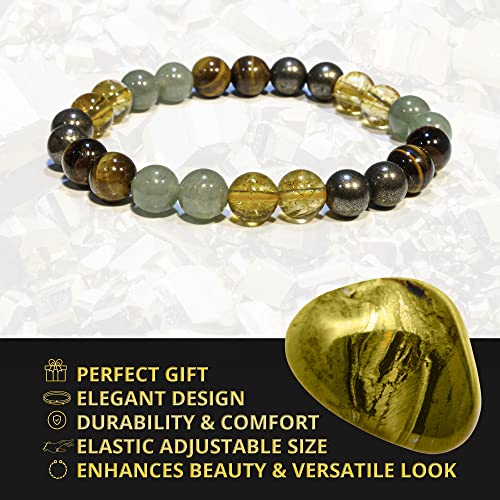 ANAYA AGATE Healing Crystal Bracelet for Women and Men – 8mm Round Beaded Bracelet for Men and Women – Unisex Stretchy Gemstone Bracelet for Healing and Protection - color: Money Success