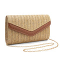 Straw Clutch Purse for Women Envelope Clutch Handbags for Summer Beach Evening Shoulder Crossbody Bag - color: Khaki