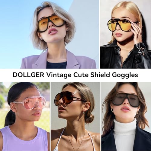 Dollger Oversized One Piece Sunglasses For Women Fashion Men Wrap Around UV400 Shield Goggles - color: Leopard Frame Tea Lenses
