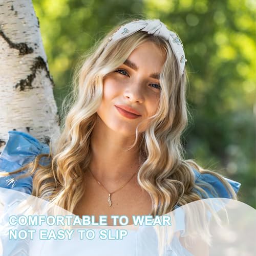 Blue Headband Bow Pearl Knotted Headbands for Women Girls Cute Fashion Wide Headbands for Women Non Slip Hairbands Head Bands for Women's Hair Bow Hair Accessories - color: Blue-01