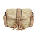 Goclothod Women Crochet Fringed Shoulder Bag Cotton Tassel Crossbody Bag Hippie Beach Purse - color: X-tassels