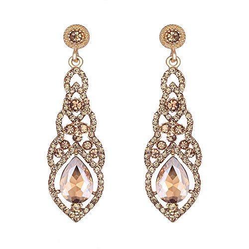 Women's Alloy Teardrop Crystal Chandelier Dangle Earrings - color: C-champagne