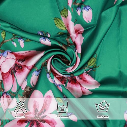 Ciormis 35" Silk Head Scarf for Women, 4 Pcs Satin Hair Scarf Square Silk Bandana Top Neck Scarves Hair Wraps for Sleeping - color: E1-flower-set22