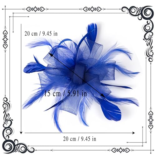 dressfan Womens Fascinator Hat Headpiece 20s Vintage Wedding Hair Accessories for Derby/Wedding/Cocktail/Tea Party - color: Royal Blue