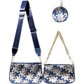 Handmade Woven Small Crossbody Bag for Women with Coin Purse, Designer Shoulder Handbag 3pcs Set, Mini Tote Clutch - color: Blue Multicolor