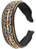 MINACHI Bohemian Wide-brimmed Embroidered Ethnic Brocade Hairband, All-match Face, Hair Accessories, Ethnic Style for Women