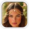 Aukmla Boho Head Chain Opal Rhinestone Headpiece Forehead Fashion Headband Hair Accessories for Women
