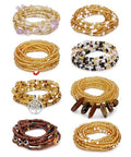 8PCS African Waist Bead Chains for Women Layered Belly Body Chain Handmade Plus Size Beaded Belly Chain Colorful Elastic Flower Butterfly Body Chains Summer Beach Bikini Body Jewelry 31-45in - style: Set A