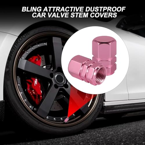 alpmosn Aluminum Tire Stem Valve Caps Wheel Valve Covers Car Dustproof Tire Cap Cover Accessories, Universal for SUV, Car, Bike and Motorcycle，Hexagon Shape (Pink) - color: Pink