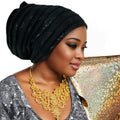 Traditional African Women's Head coverings, Shiny Layered Hats, Nigerian Headscarf, Suitable for Daily wear - color: Black