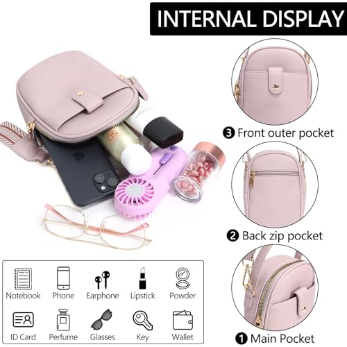 Vegan Leather Crossbody Bag for Women, Multi Compartment Lightweight Shoulder Purse, Casual Daily Crossbody Bag - color: Elephant Gray