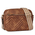 BOSTANTEN Quilted Crossbody Bags for Women Vegan Leather Purses Shoulder Handbags with Wide Strap - color: Brown