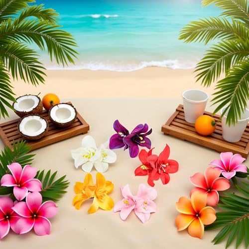 5Pcs Colorful Artificial Flower Hair Clip, Bohemian Flower Hairpin Hawaiian Hibiscus Plumeria Hairpin for Seaside Holiday,Clips and Barrettes,Hair Accessories,Bridal Hair Accessories Headwear